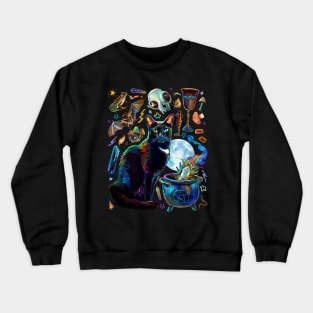 Dark Aesthetic Halloween Witch Pattern Crewneck Sweatshirt